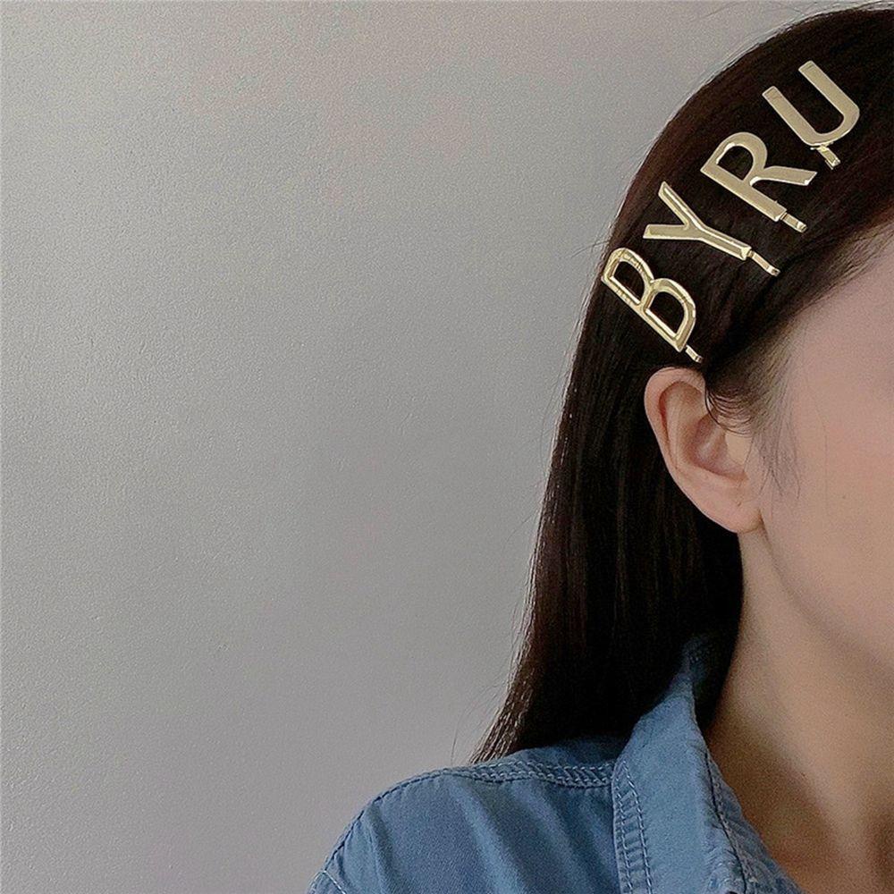 Daron ชุดกิ๊บติดผม ลายตัวอักษร เรขาคณิต กลวง สีทอง ย้อนยุค สไตล์เกาหลี เรียบง่าย