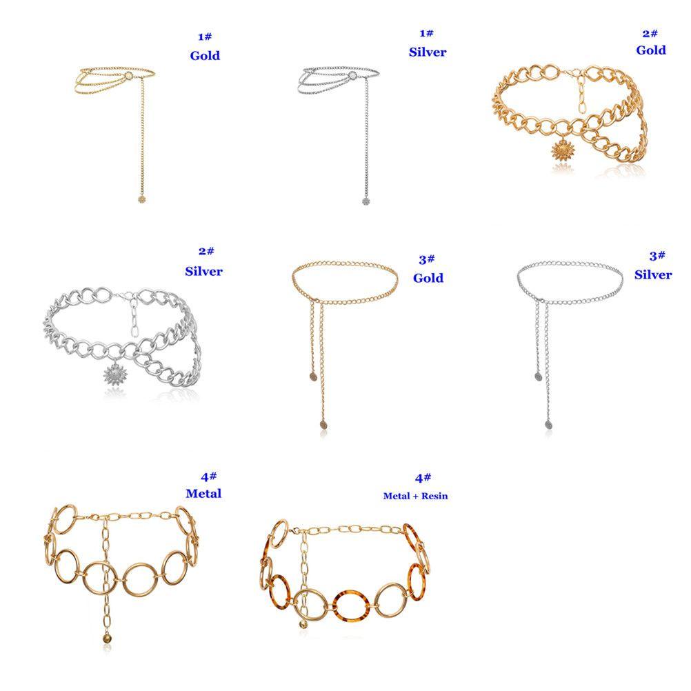 Dealshop เข็มขัดโซ่ โลหะผสม สีทอง สีเงิน สไตล์โบฮีเมียน