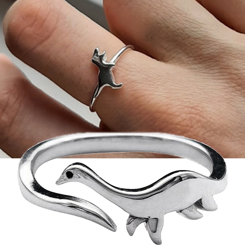 Dinosaur Ring for Women Girls Men Polished Dragon Animal Expandable Open Finger Rings Jewellery Adjustable Ring Size LQZ