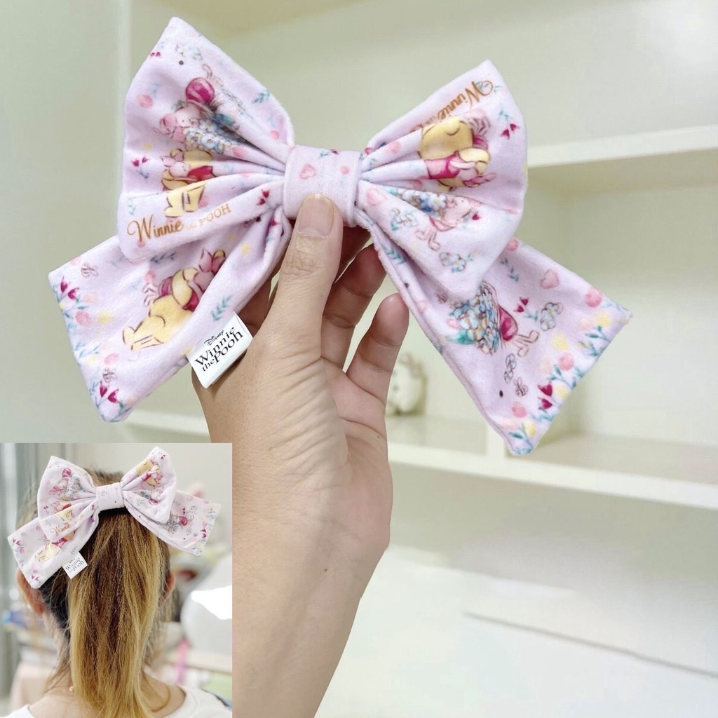 Disney ลิขสิทธิ์แท้ ผ้าผูกผม โบว์ติดผม ยางมัดผม หมีพู Pooh & Friend : Feeling