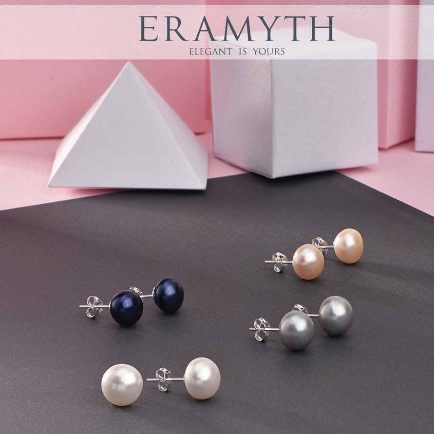 Eramyth Jewelry ต่างหูมุก แท้น้ำจืด ทรงซาลาเปา คัดเกรด(สินค้าขายเป็นคู่ค่ะ)
