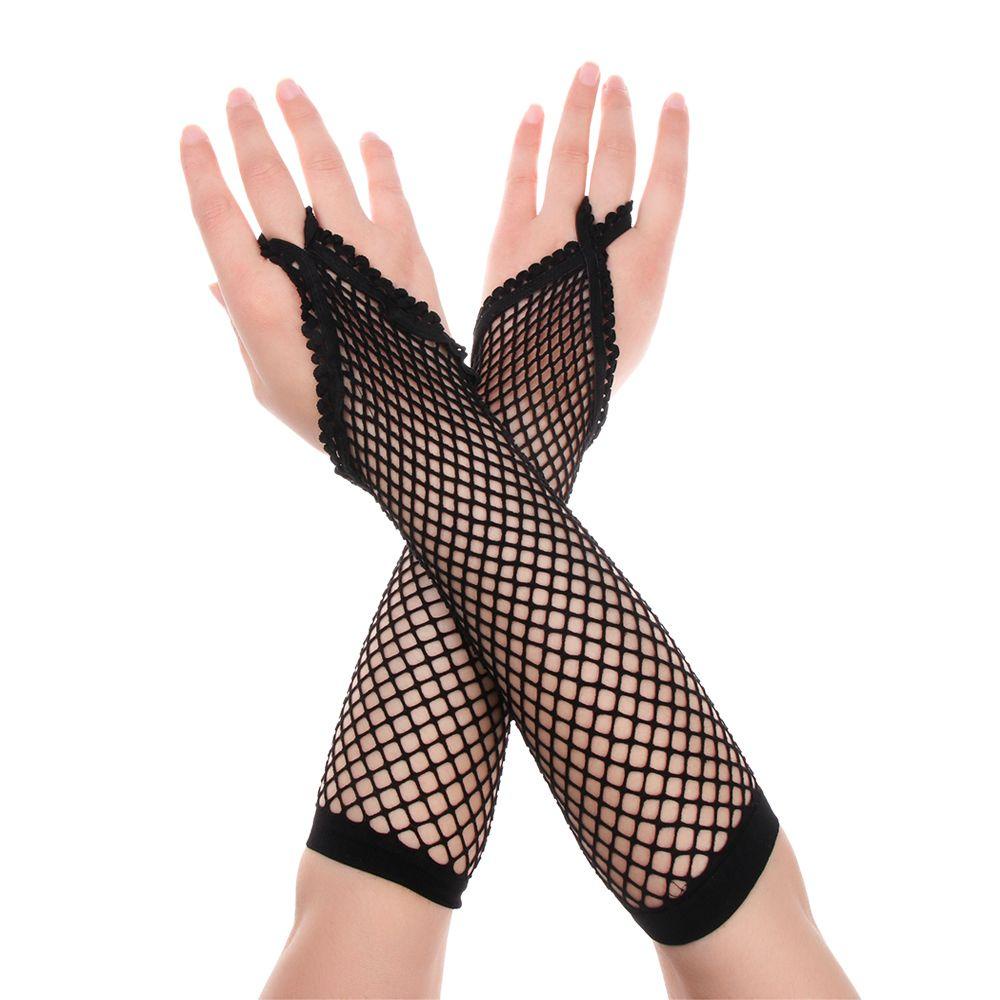 Eutus ถุงมือยาว ระบายอากาศ สีพื้น ไม่มีนิ้ว สําหรับปาร์ตี้ เด็กผู้หญิง
