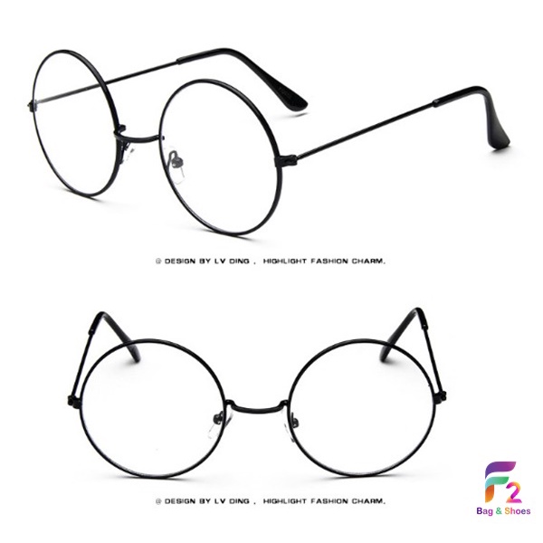 F2 พร้อมส่ง  แว่นแฟชั่น แฮรี่พอตเตอร์ ทรงกลม เลนส์ใส