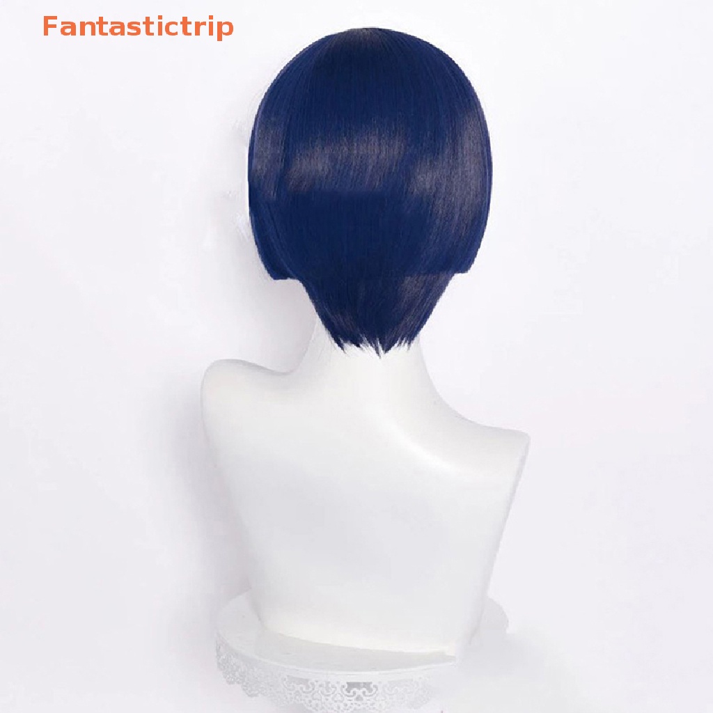 Fantastictrip Genshin Impact คอสเพลย์ Scaramouche วิกผมสีฟ้า วิกผมคอสเพลย์ อะนิเมะ วิกผมฮาโลวีน แฟชั่น