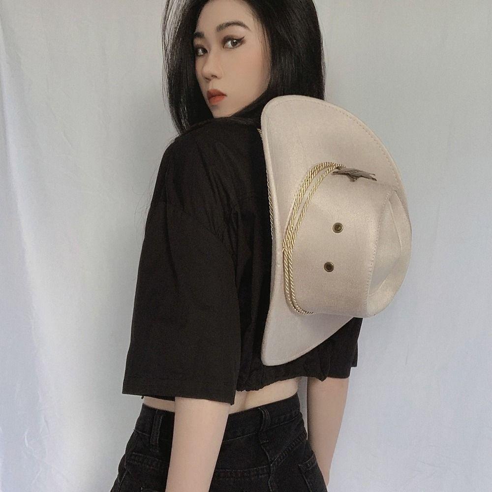 Fuhui หมวกปีกกว้าง ผ้าวูล กันแดด สไตล์พังก์ คาวบอย ตะวันตก หรูหรา สําหรับผู้ชาย