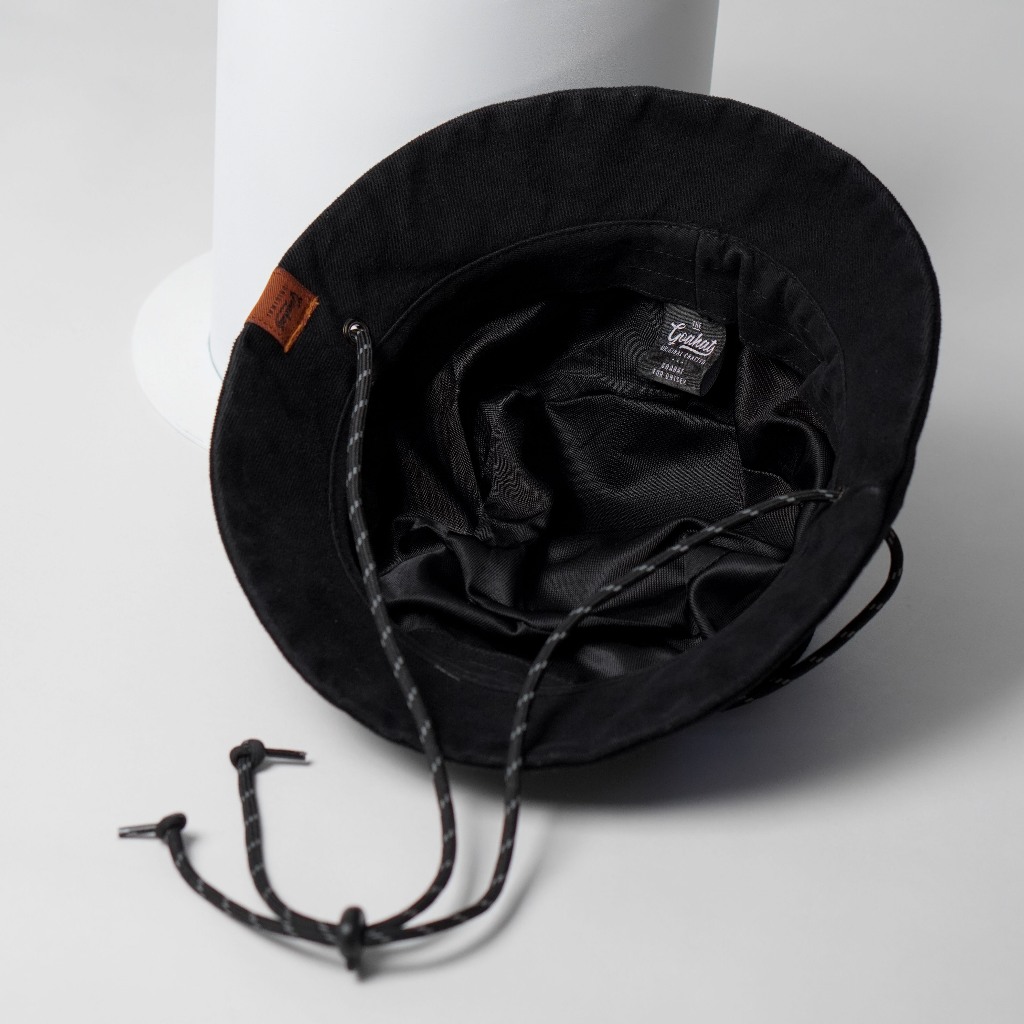 G157 Black หมวกบักเก็ต คอตตอนหนาพิเศษ ฟอกเฟด เบา นุ่ม ใส่สบาย ระบายอากาศได้ดี