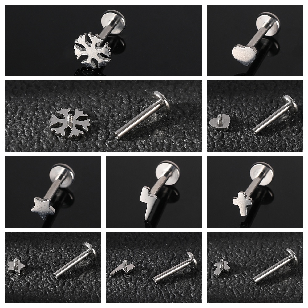 G23 ต่างหูสตั๊ด เหล็กไทเทเนียม รูปกะโหลกค้างคาว 16G 1 ชิ้น