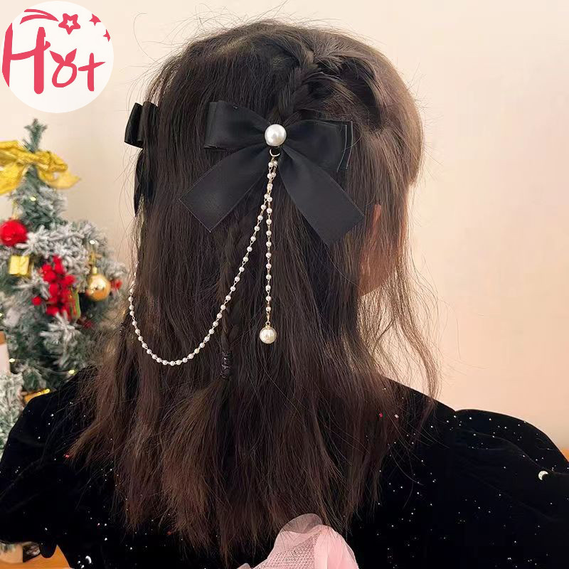Ge กิ๊บติดผม ประดับโบว์ ไข่มุก หรูหรา สไตล์วินเทจ เครื่องประดับแฟชั่น