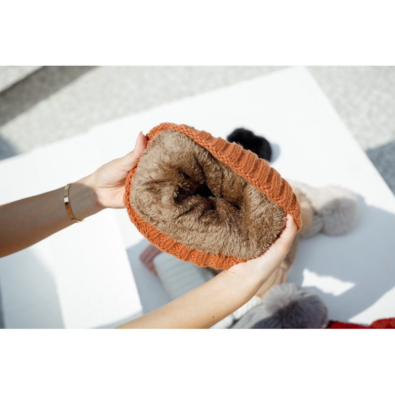 H01 KNITTED MOHAIR HAT หมวกไหมพรมบุขนหนา กันหนาวได้ถึง -20