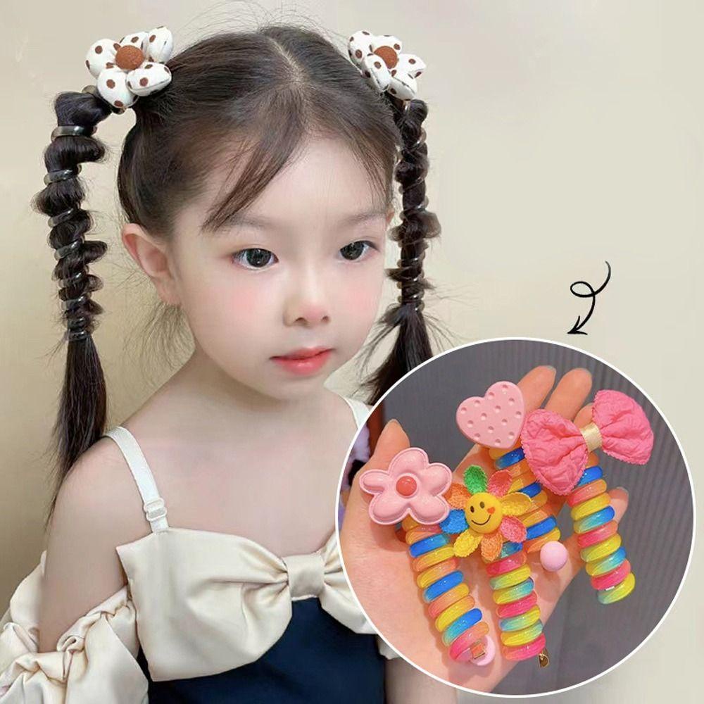Hilario ยางมัดผมหางม้า พลาสติก ลายหมี สีรุ้ง หรูหรา สไตล์เกาหลี สําหรับงานแต่งงาน