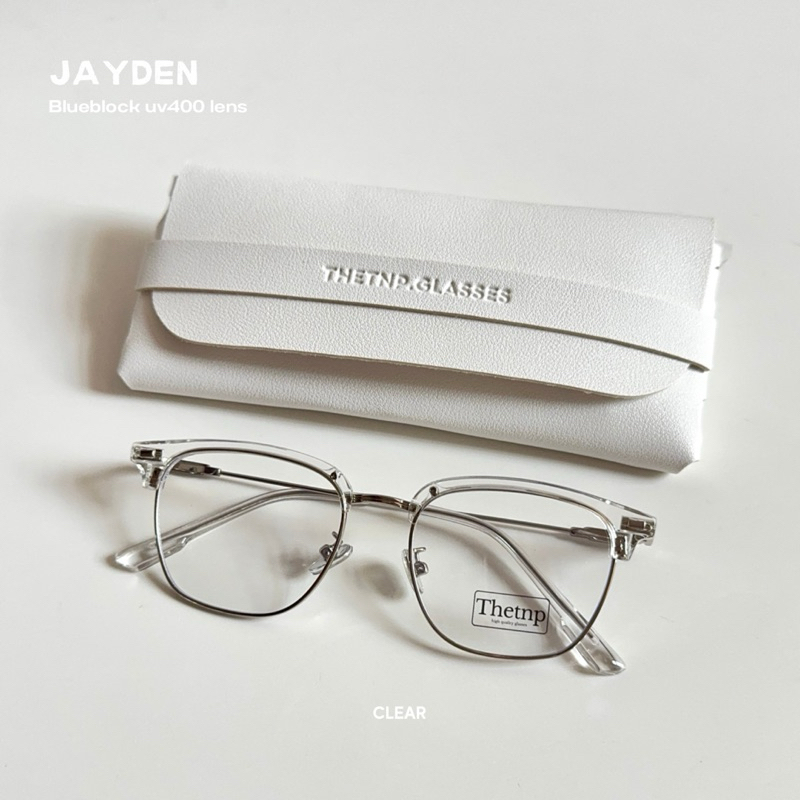JAYDEN (blueblock uv400) แว่นกรองแสงสีฟ้า ทรงคลับมาสเตอร์ half lens