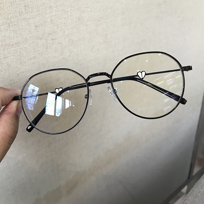 JS-506  แว่นตาสายตาสั้น  กรอบแว่นลายหัวใจ ครึ่งวงกลม สไตล์เกาหลี สําหรับนักเรียน 2023