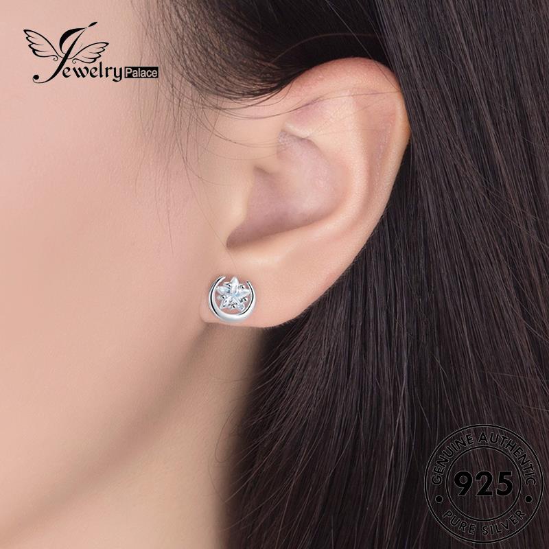 Jewelrypalace ของแท้ ต่างหูเม็ดเดี่ยว เงิน 925 ประดับมุก เพชรโมอิส สําหรับผู้หญิง M019