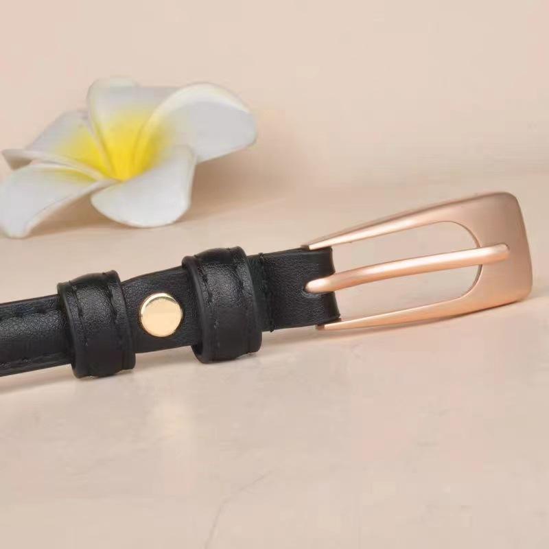 KOKO เข็มขัดแฟชั่น เข็มขัดลำลอง อุปกรณ์โลหะ สีพื้น เบสิก สำหรับผู้หญิง (สีกากี/น้ำตาล/ดำ)A189