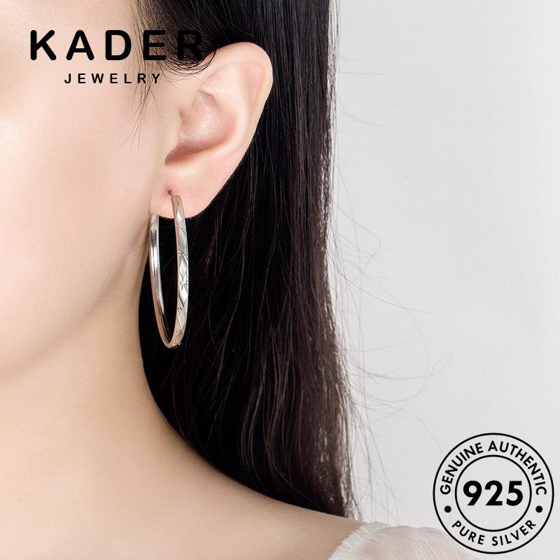 Kader ต่างหูห่วงเงิน 925 ทรงกลม ขนาดใหญ่ เครื่องประดับ สําหรับผู้หญิง M001