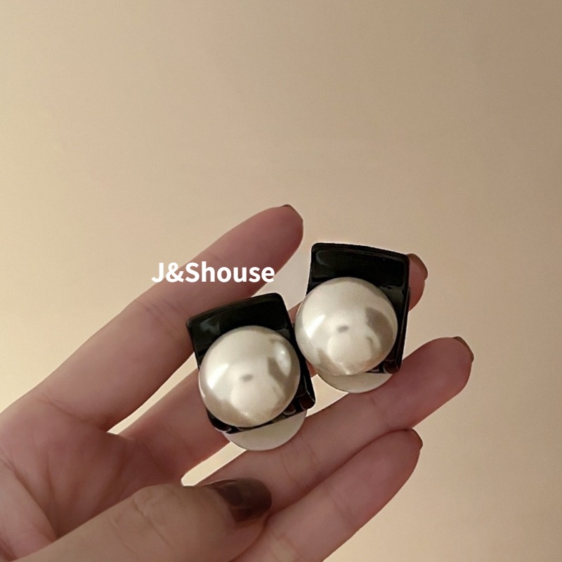 Kf561 กิ๊บติดผม ประดับมุก สีดํา น่ารัก สไตล์ฝรั่งเศส หวานแหวว เครื่องประดับผม
