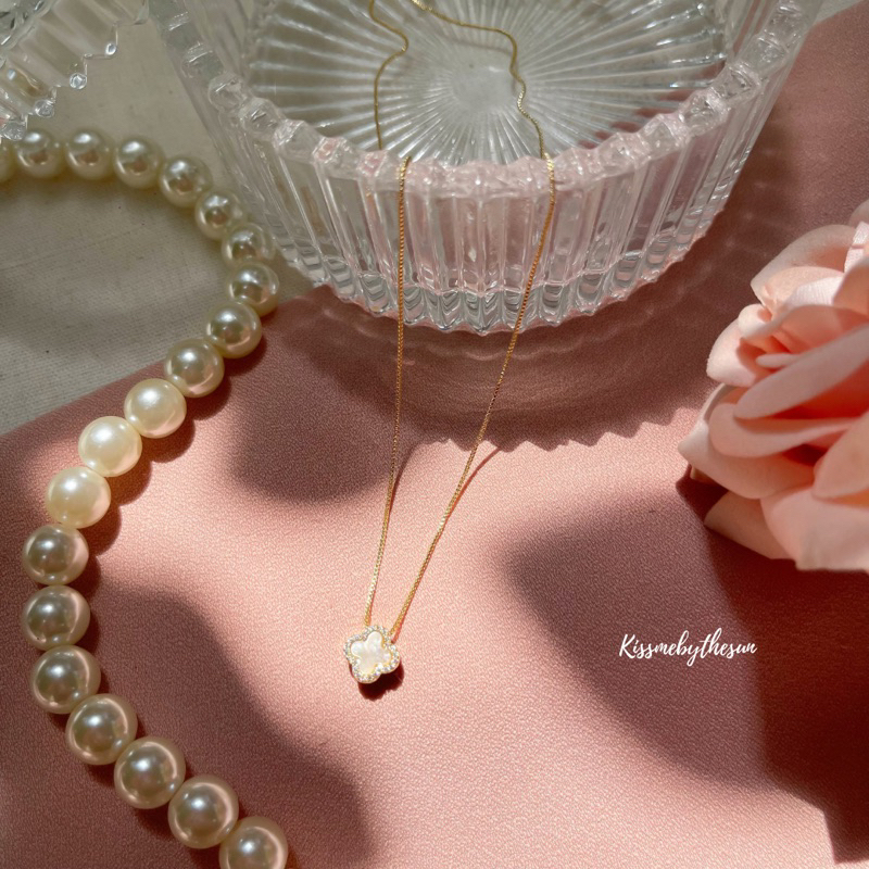 Kissmebythesun - Fuchsia Necklace | สร้อยคอจี้ดอกไม้ 2 in 1 ใส่ได้ 2 ด้าน ชุบทองคำขาว 14k