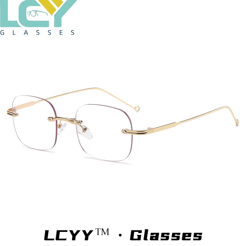 LCYY ใหม่แฟชั่นแว่นตาเปลี่ยนสีไม่มีขอบผู้หญิงแว่นตาป้องกันแสงสีฟ้า 5152