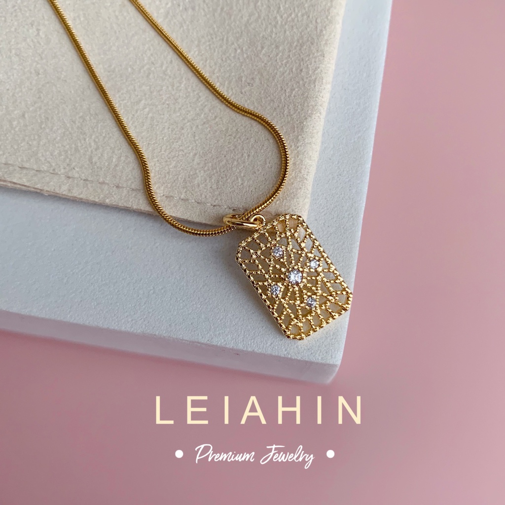 LEIAHIN สร้อยคอแฟชั่นสุภาพสตรี 18K ชุบทองมู่ลี่โซ่เชนเกาหลีการตั้งค่าแฟชั่นเกาหลี