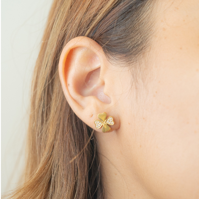 LELISA - Clover Earring ต่างหูโคลเวอร์แห่งความโชคดี - สแตนเลสแท้ ไม่ลอก ไม่ดำ แพ้ง่ายใส่ได้