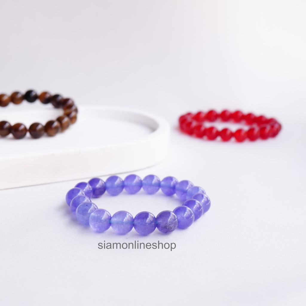 LUCKYSTONE รวมแบบ หินสีนำโชค ขนาด 10 มม. (เลือกสีได้) สร้อยข้อมือหินแท้ by siamonlineshop