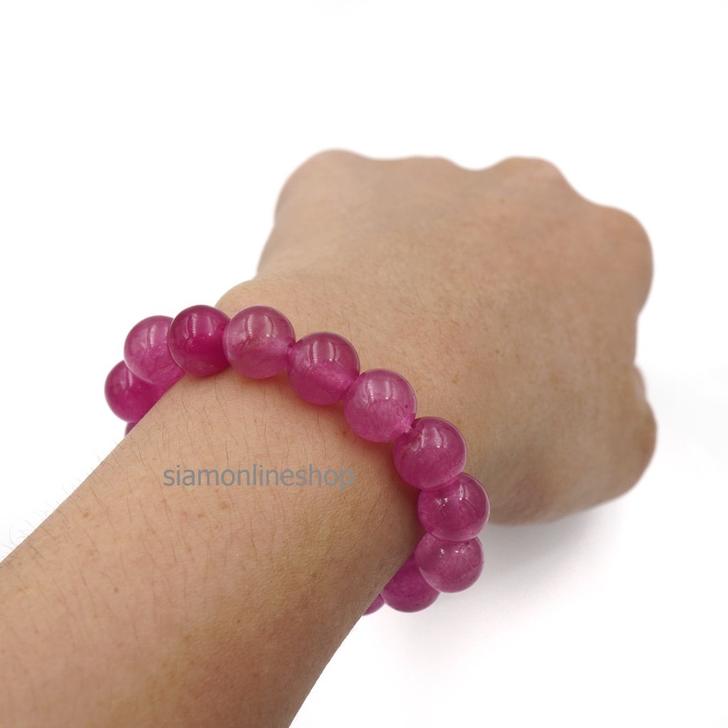 LUCKYSTONE หินสีนำโชค โทนสีชมพูเข้ม ขนาด 10 มม. by siamonlineshop