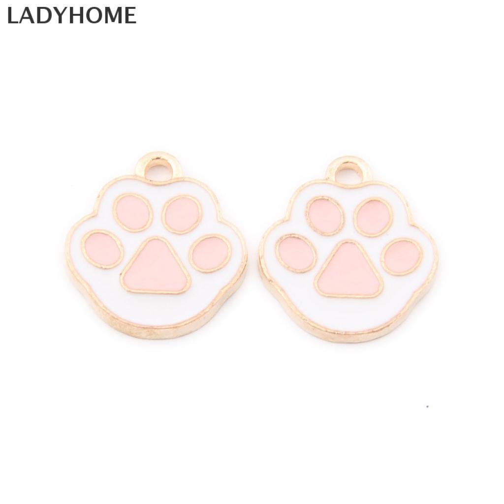 Ladyhome จี้รูปอุ้งเท้าน่ารัก โลหะผสมสังกะสี สําหรับทําเครื่องประดับ DIY 10 ชิ้น/ล็อต