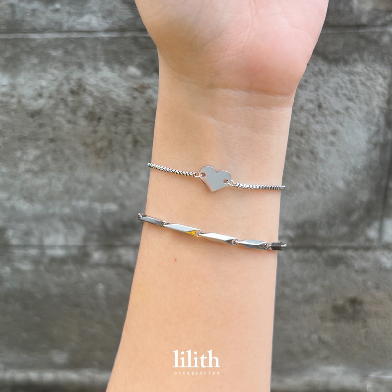 Lilith -  Geometric link Chain Stainless Bracelet สร้อยข้อมือ สร้อยคอ สแตนเลส y2k