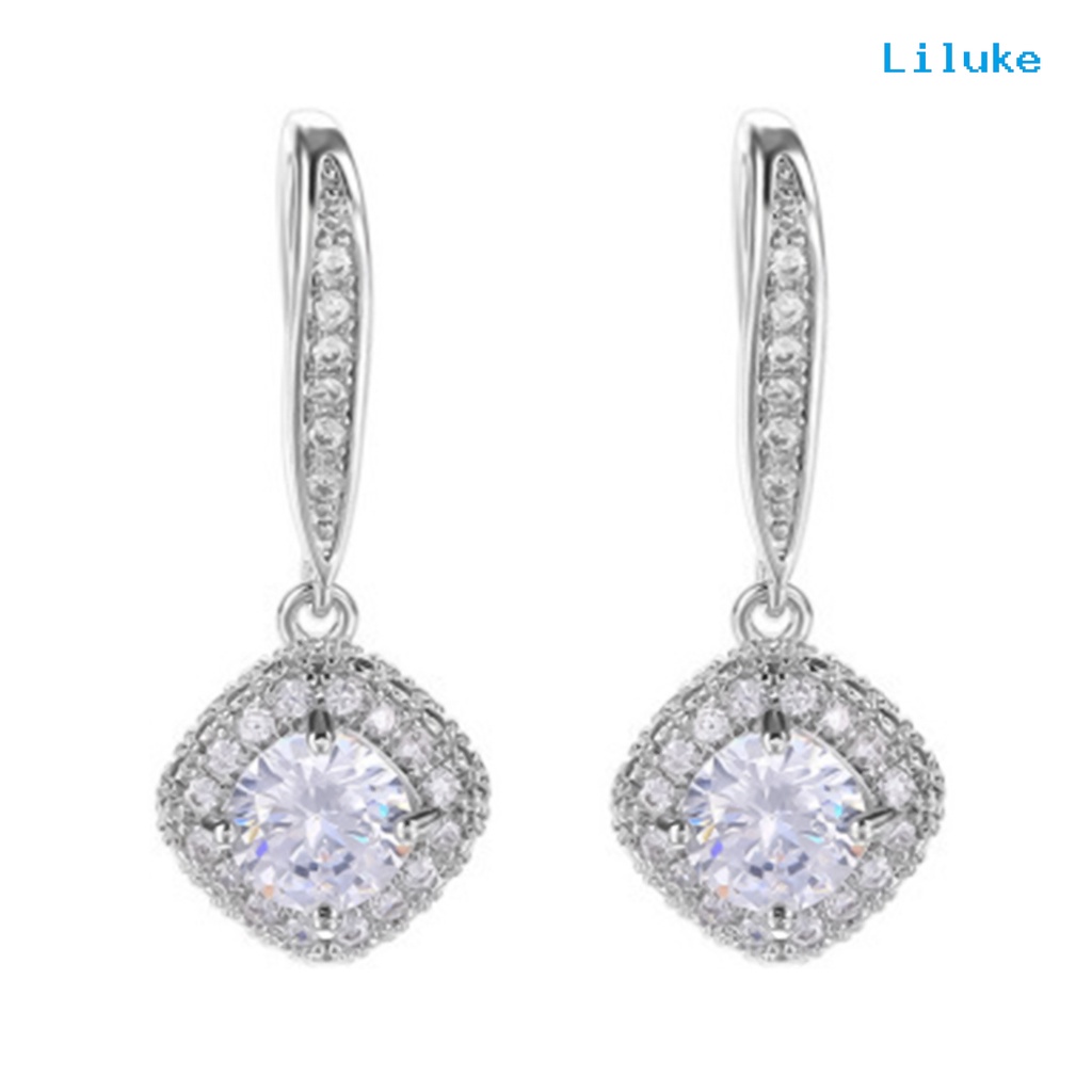 Lk-Cubic Zirconia ต่างหูตะขอห้อยจี้รูปหยดน้ําสําหรับงานปาร์ตี้