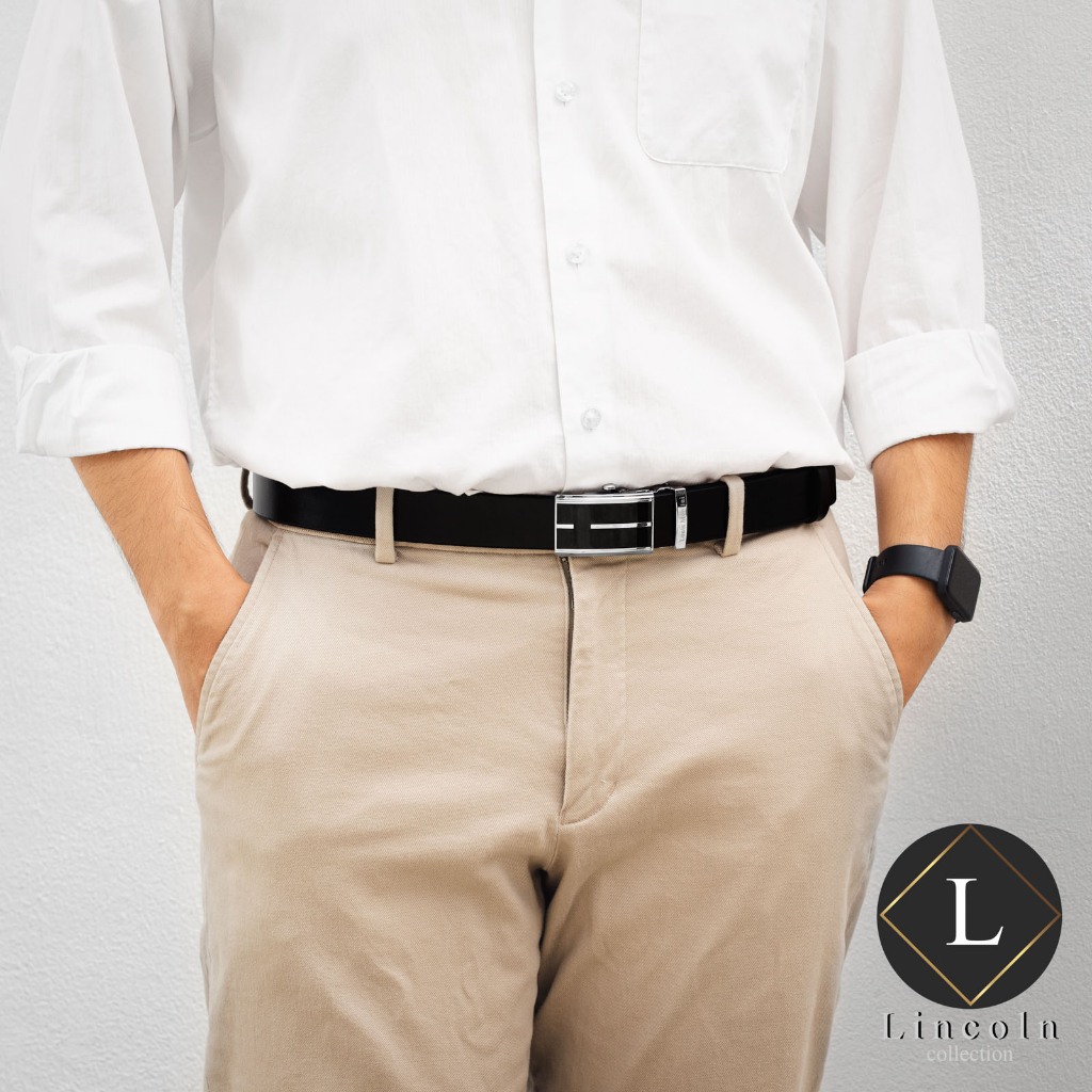 Louis Montini Automatic Belt เข็มขัดหนังแท้ หัวออโต้เมติก เข็มขัดผู้ชาย หนังวัวแท้  Men Belt – MGN350