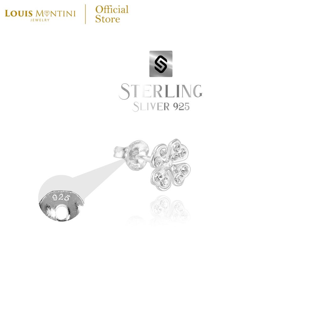 Louis Montini (Jewelry) Sterling Silver 925 Earrings ต่างหูเงินแท้ 92.5% ต่างหูผู้หญิง รูป Clover LJER31
