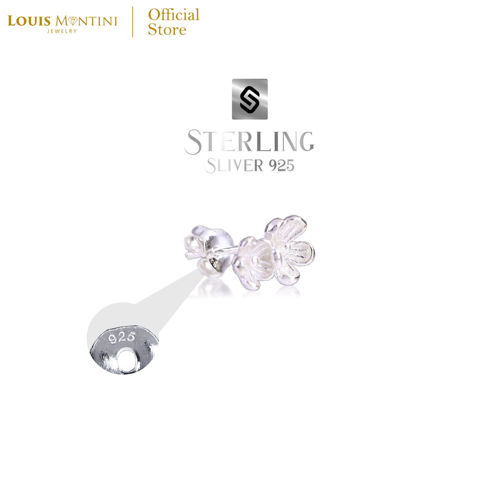 Louis Montini (Jewelry) Sterling Silver 925 Earrings ต่างหูเงินแท้ 92.5% ต่างหูผู้หญิง รูปดอกไม้ LJER04