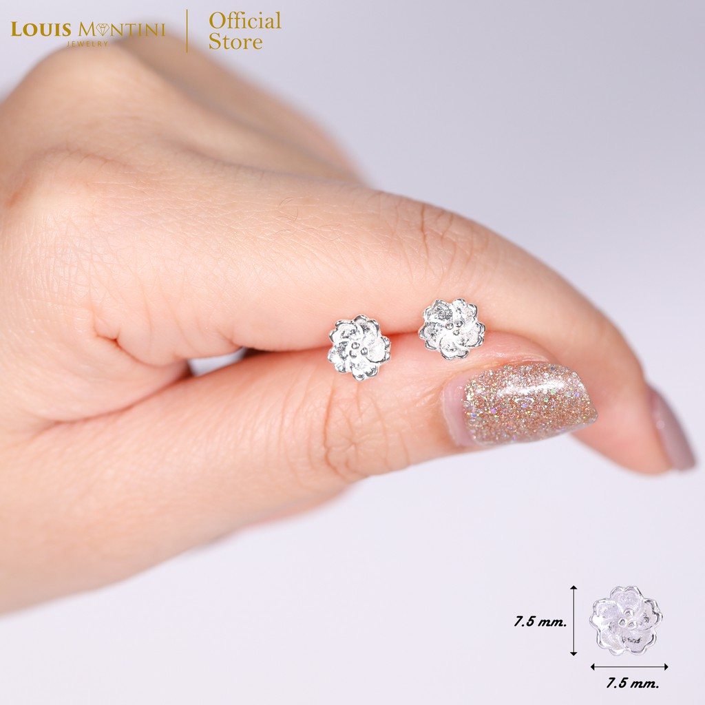 Louis Montini (Jewelry) Sterling Silver 925 Earrings ต่างหูเงินแท้ 92.5% ต่างหูผู้หญิง รูปดอกไม้ LJER05