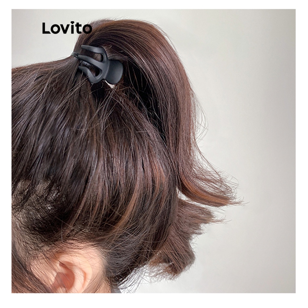 Lovito กิ๊บติดผมลำลอง เบสิก สีพื้น สำหรับผู้หญิง LNA09050 (สีขาว/ชมพู/ดำ)