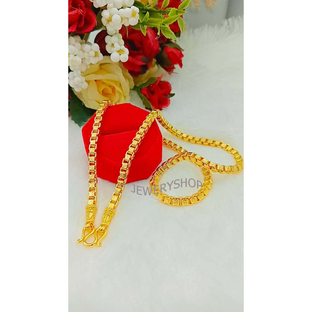 M092 สร้อยคอหุ้มทองหนัก2บาท ลายทาโร่ ยาว 24 นิ้ว  พร้อมตะขอปั๊ม 92.5 % ใส่ลงน้ำได้