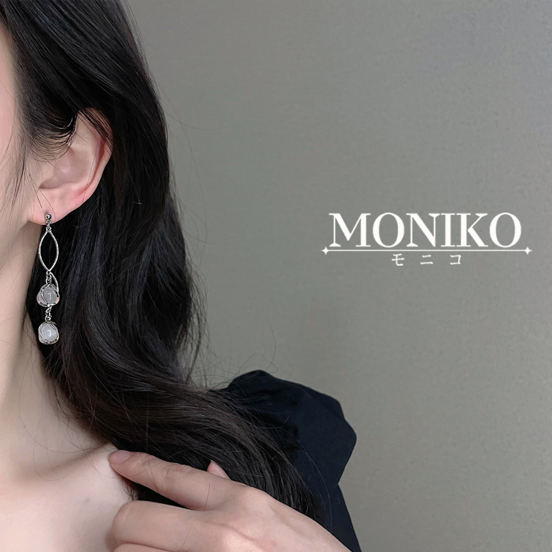 MONIKO ต่างหูเข็มเงิน 925 ประดับพู่ยาว โอปอล หรูหรา เครื่องประดับ สําหรับผู้หญิง