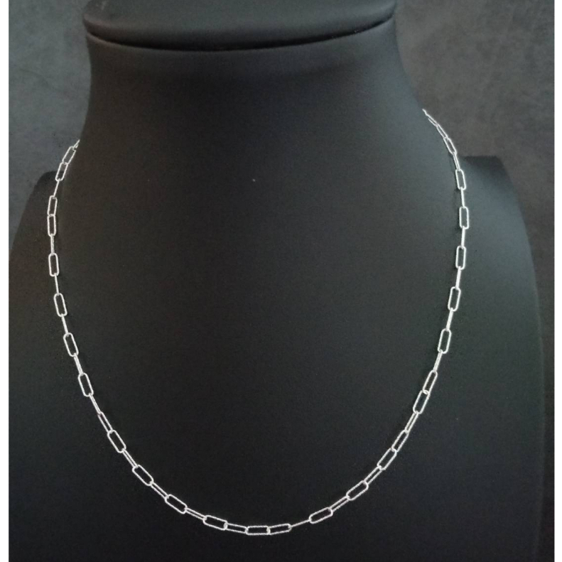 MT สร้อยคอเงินแท้ ลายเปเปอร์คลิป (คลิปหนีบกระดาษ) งานอิตาลี ยาว 18 นิ้ว Paper Clip Chain (sc099-18) MT Jewelry มณีธารา