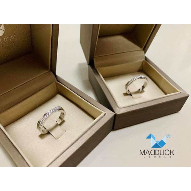 Madduckjewels แหวนเงินแท้ เพชร CZ ชุบโรเดียม RG1528-RG1527