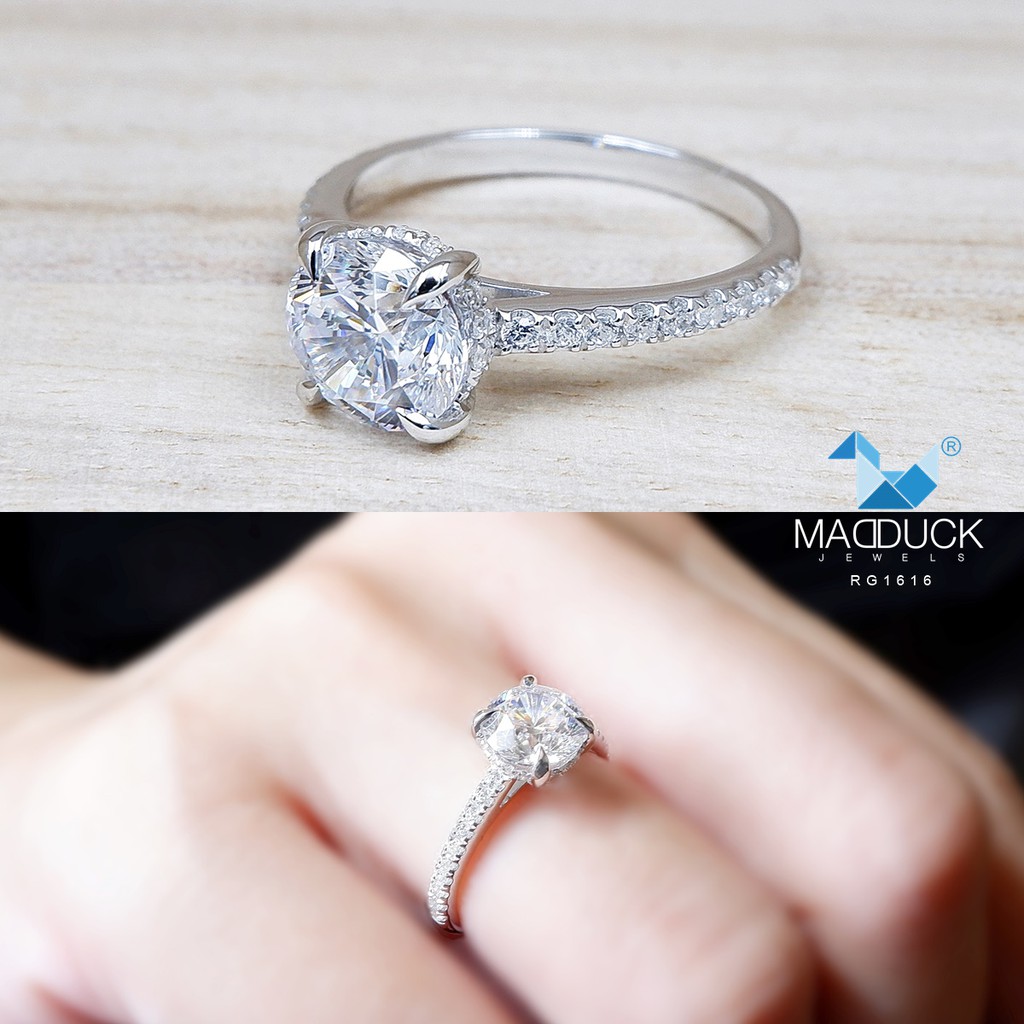 Madduckjewels แหวนเงินแท้ เพชร CZ ชุบโรเดียม RG1616