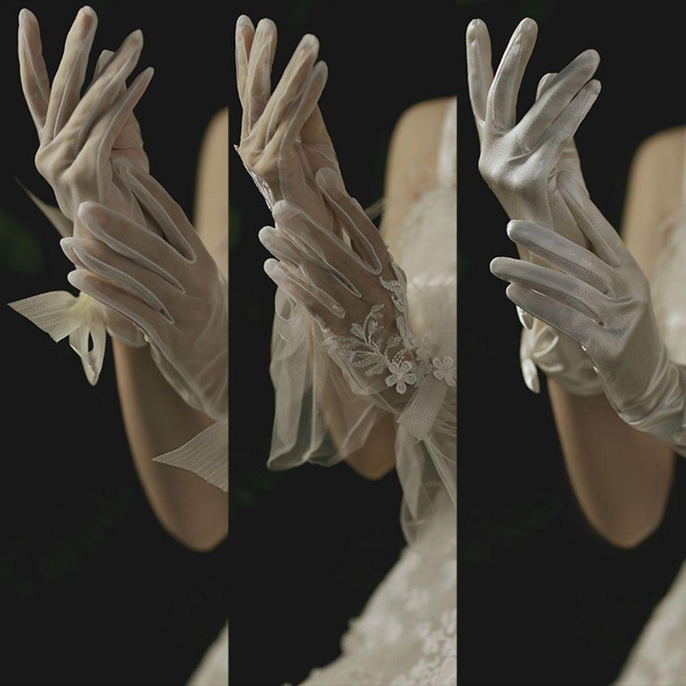 Me ถุงมือลูกไม้ แฟชั่นใหม่ สําหรับเจ้าสาว ใส่ไปงานปาร์ตี้ 1 คู่