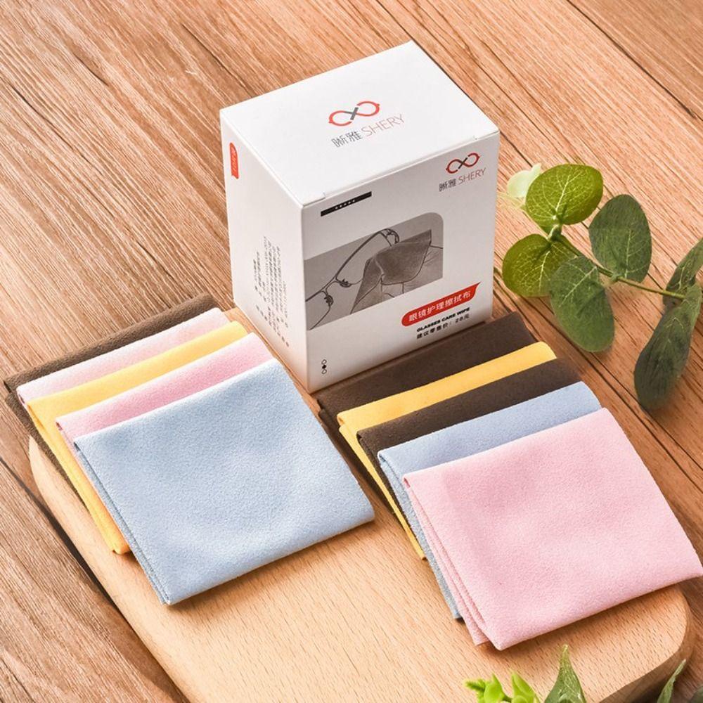Melodygoods1 ผ้าไมโครไฟเบอร์ทําความสะอาดเลนส์แว่นตา หนังนิ่ม หลากสี 5 10 ชิ้น