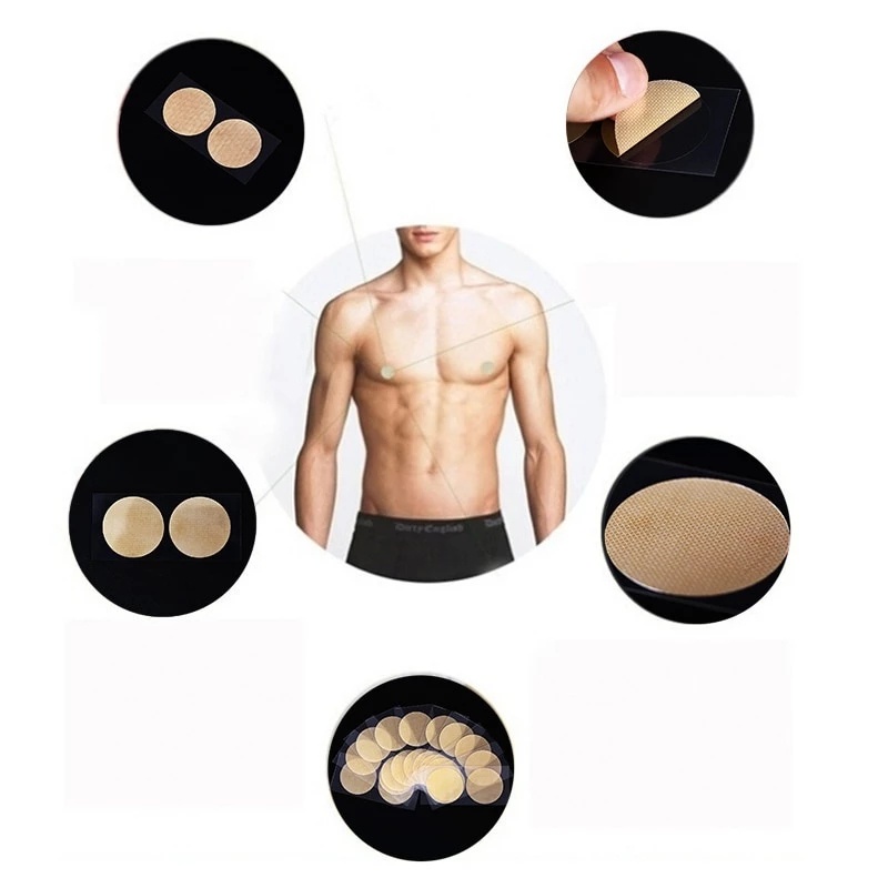 Men Disposable Thin Waterproof Invisible Nipple Adhesive Stickers / Comfortable Breathable Sweat-proof Chest Patch / Marathon Anti-friction Non-woven Fabric Nipple Cover / Men Areola Patch Breast Patch