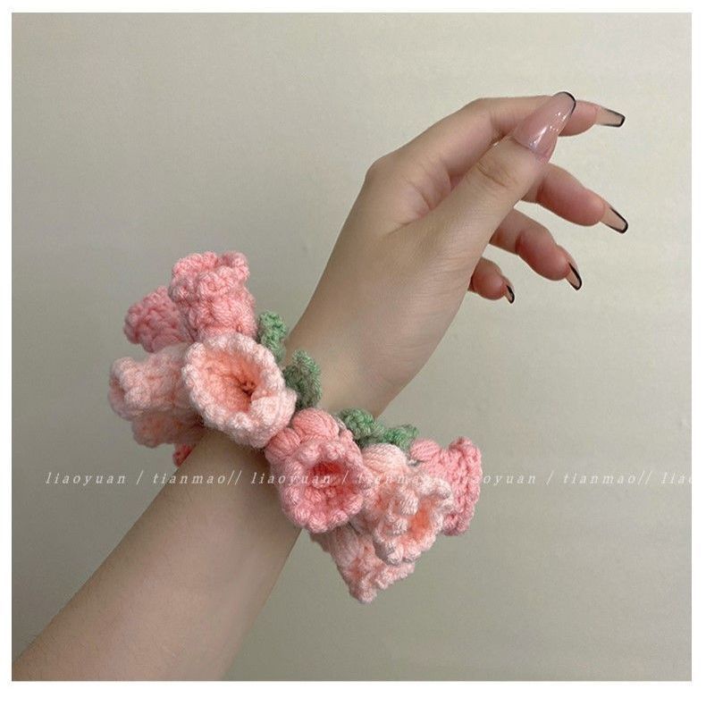 Milyfashion ยางรัดผม แบบถักมือ ลายดอกไม้ ลิลลี่ แฟชั่น ระดับไฮเอนด์ เครื่องประดับผม