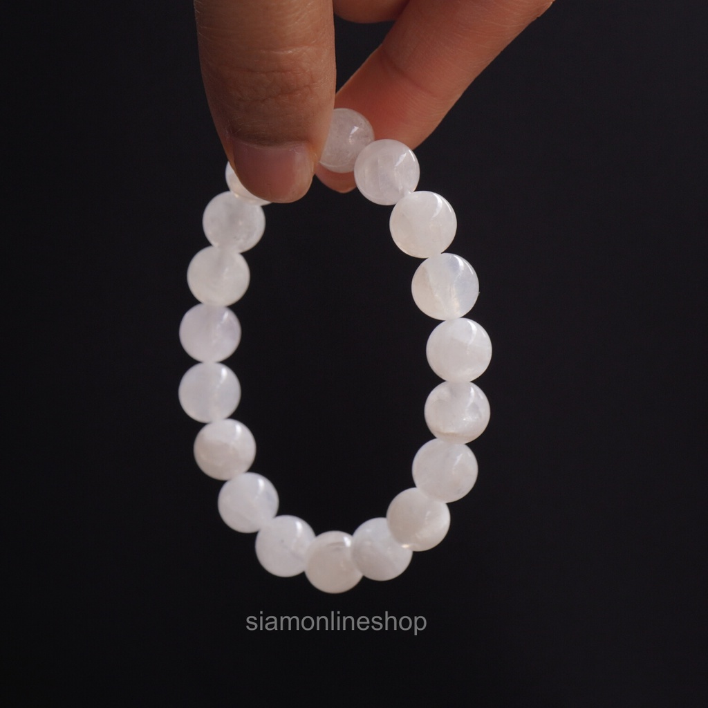Moonstone หินมูนสโตน เกรดพรีเมี่ยม เลือกขนาดเม็ดหินได้ (6-12 มม.) สร้อยข้อมือหินแท้ by siamonlineshop