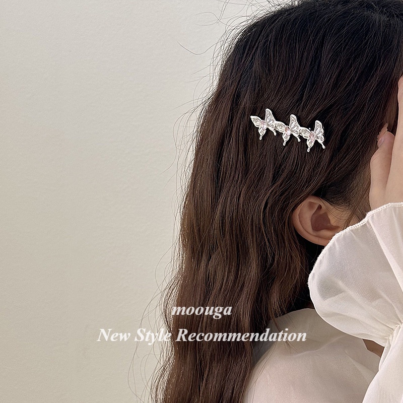 Moouga กิ๊บติดผม รูปเป็ด ประดับเพชรเทียม หลากสี หรูหรา สไตล์เกาหลี สําหรับผู้หญิง