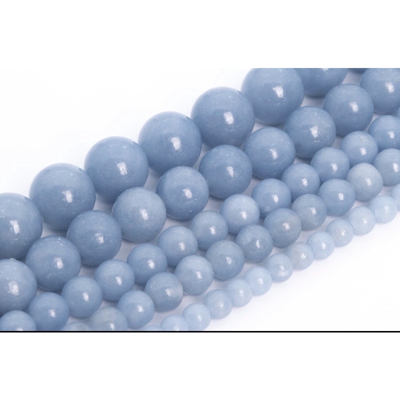 Natural Angelite Stone Beads Strand  6 mm 8mm Round Bead 42 cm long strand available