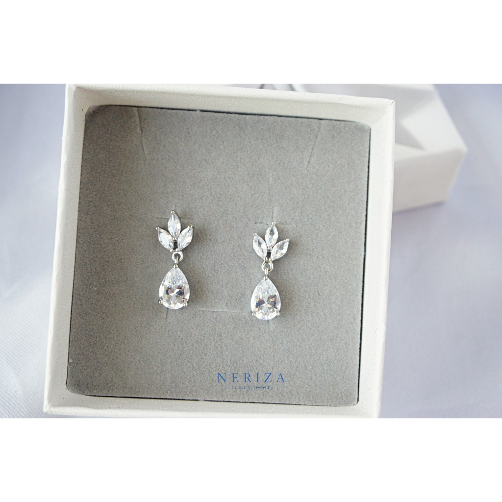 Neriza Jewelry/ต่างหูระย้าเพชรสังเคราะห์ ประกายเทียบเท่าเพชรแท้ NE049