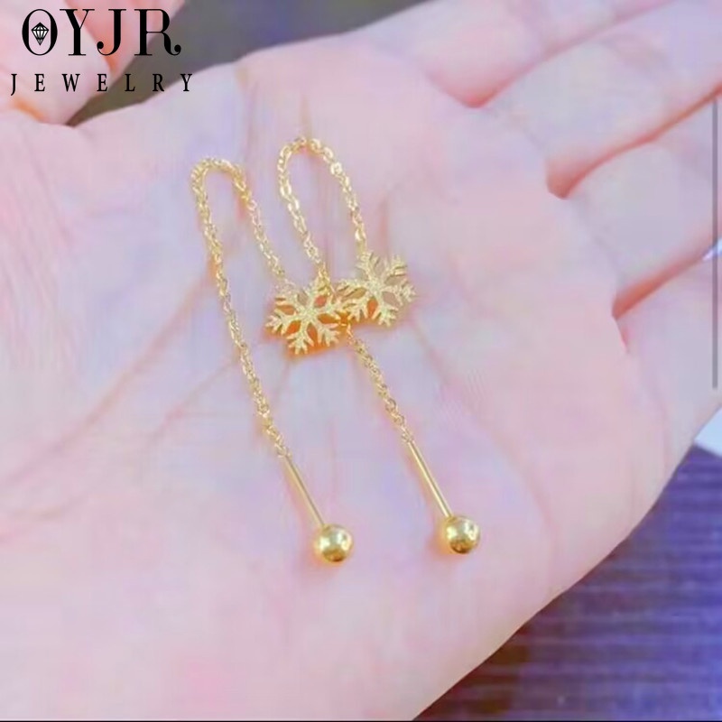 OYJR ต่างหูแฟชั่น ต่างหูสแตนเลสไม่ลอกรูปแบบเกล็ดหิมะสำหรับผู้หญิง