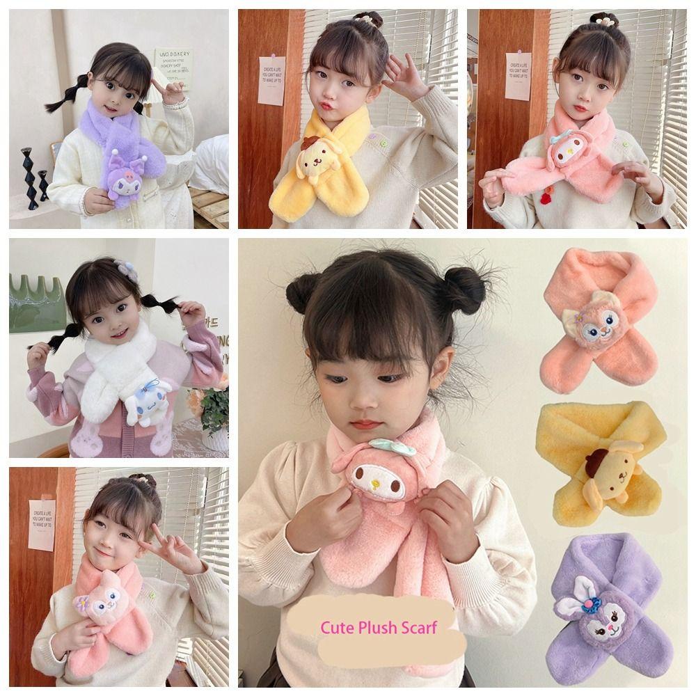 Oceanmap ผ้าพันคอ ผ้ากํามะหยี่ขนนิ่ม ลายการ์ตูน Cinnamoroll น่ารัก ให้ความอบอุ่น สําหรับเด็กผู้หญิง