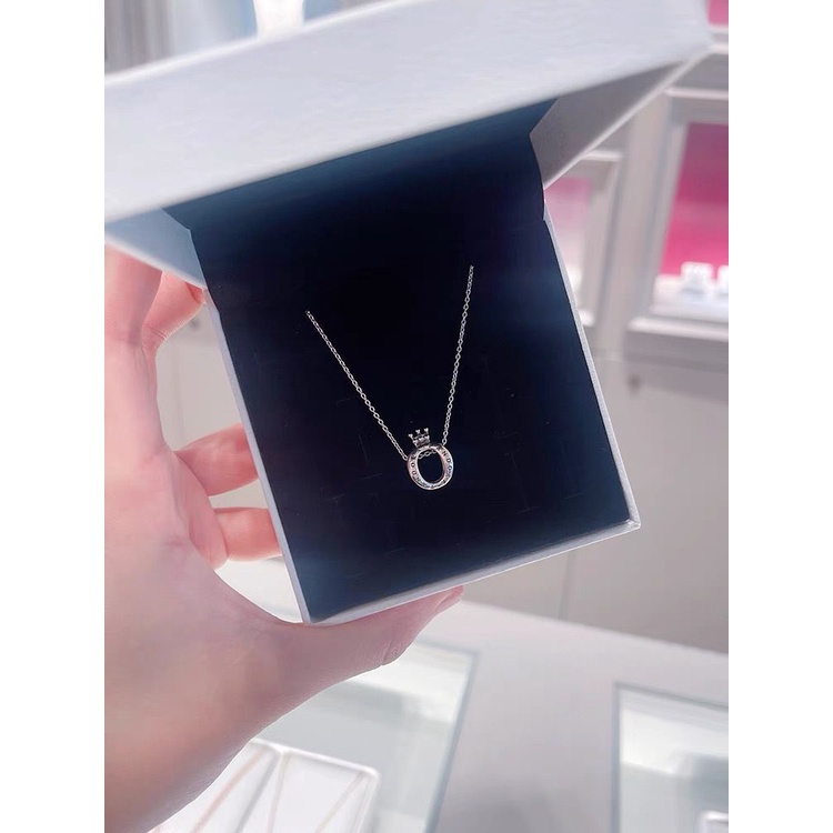 Pandora สร้อยคอเงิน 925 จี้มงกุฎ เครื่องประดับแฟชั่น สําหรับผู้หญิง